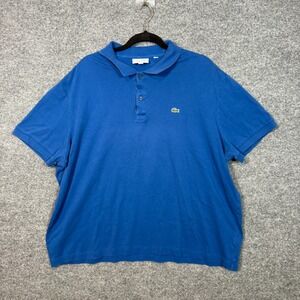 Lacoste Shirt Mens XL Blue Short Sleeve Golf Polo Croc Logo Casual Sportswear